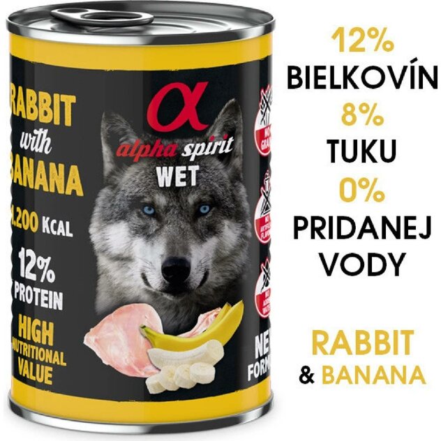 alphaspriti králik s banánom wet 400g-